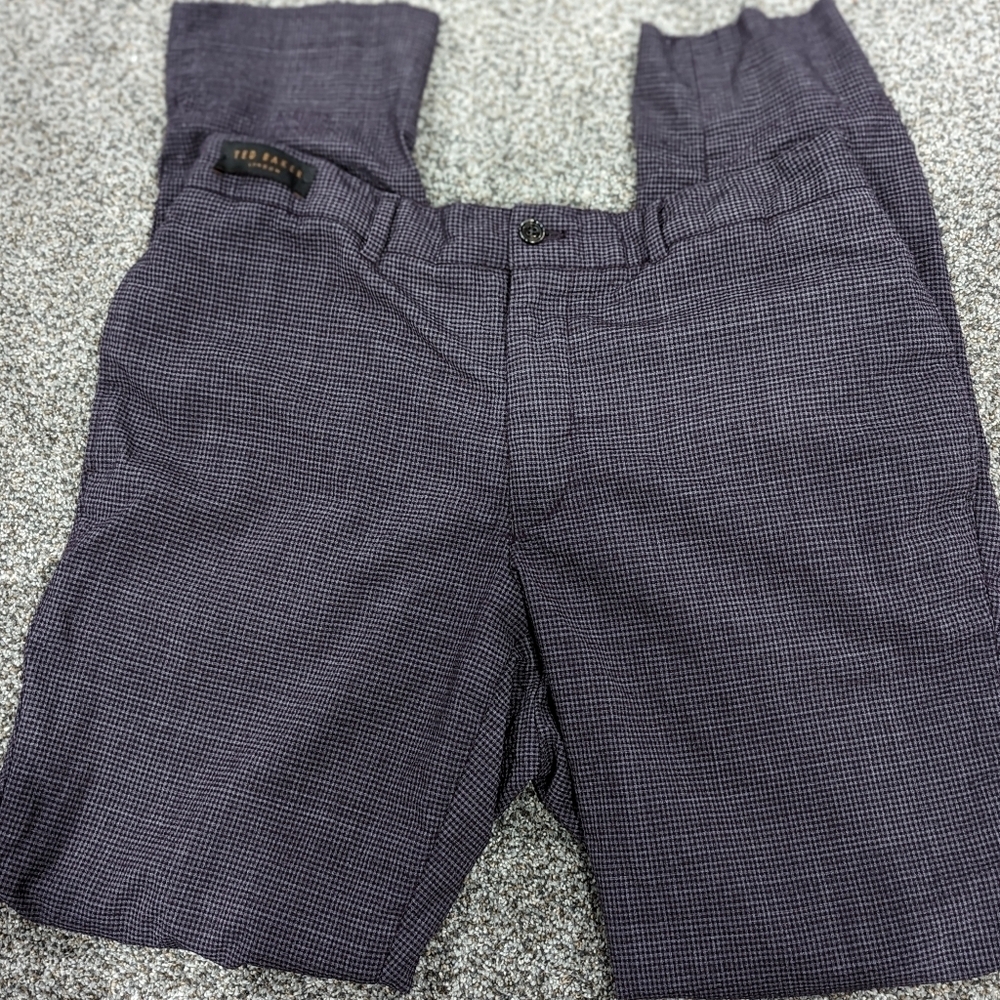 Ted Baker Men's Wool Purple Plaid Check Jem Pant Size 35R - Picture 4 of 11
